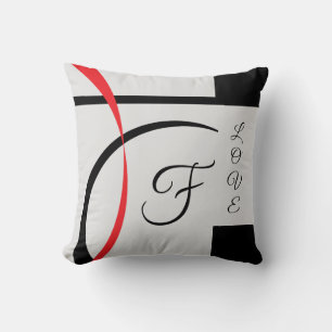 Almofada Travesseiro decorativo Design vermelho branco pret