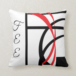 Almofada Travesseiro decorativo Design vermelho branco pret
