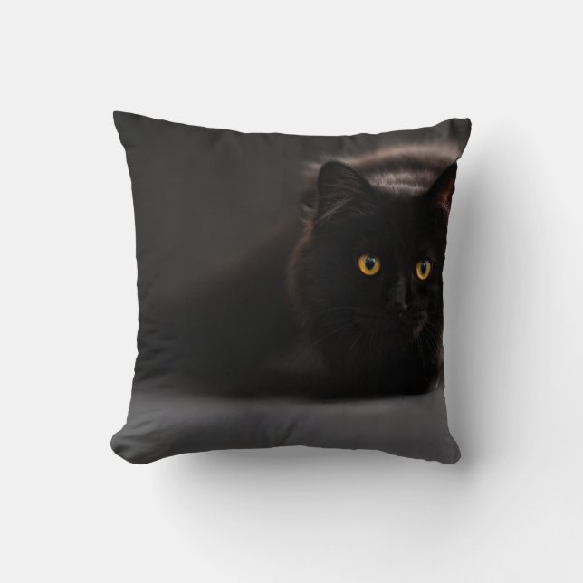 Almofada Travesseiro decorativo| Designs de gato preto (Frente)