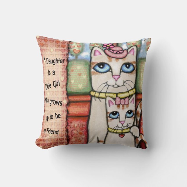Almofada Travesseiro decorativo do amor dos gatos da mãe e (Frente)