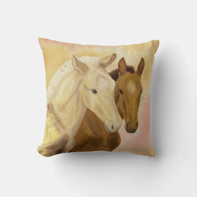 Almofada Travesseiro decorativo do cavalo de dois potros (Frente)