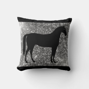 Almofada Travesseiro decorativo do cavalo no preto & na