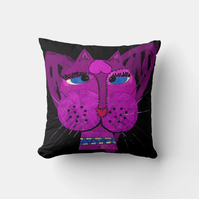 Almofada Travesseiro decorativo do gatinho da diva (Frente)