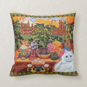 Almofada Travesseiro decorativo do gato do amante da flor