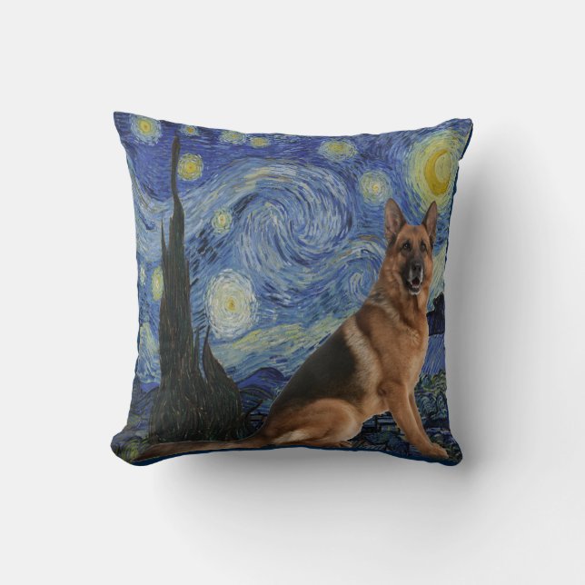 Almofada Travesseiro decorativo do german shepherd da noite (Frente)