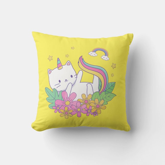 Almofada Travesseiro decorativo do Rainbow Impressão Kitten (Frente)