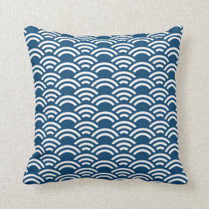 Almofada Travesseiro decorativo do teste padrão branco azu