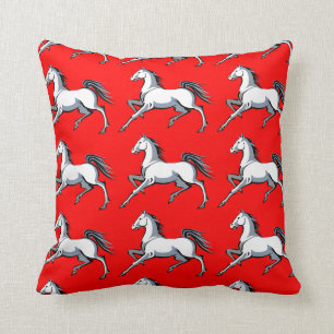 Almofada Travesseiro decorativo do vermelho dos cavalos