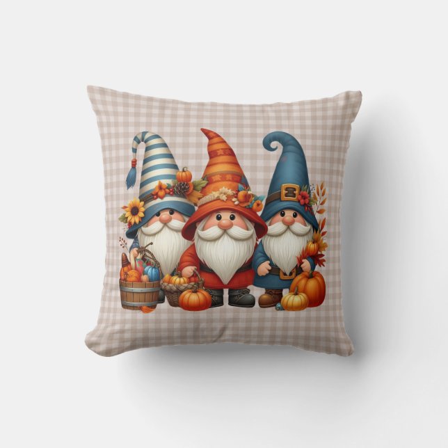 Almofada Travesseiro decorativo dos Gnomos do outono (Frente)