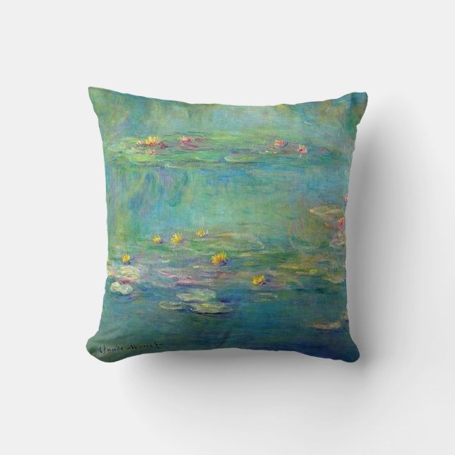 Almofada Travesseiro decorativo dos lírios de água de Monet (Frente)