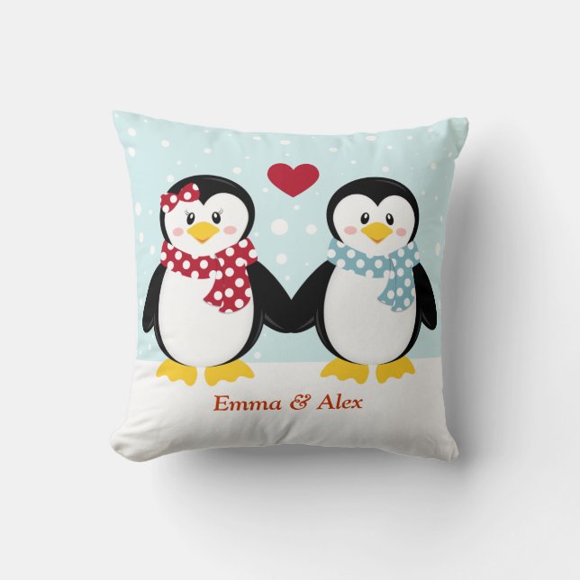 Almofada Travesseiro decorativo dos pinguins do feriado (Frente)