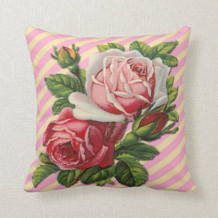 Almofada Travesseiro decorativo dos rosas do vintage