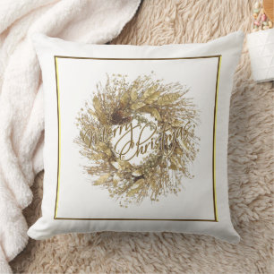 Almofada Travesseiro decorativo Dourado do Feliz Natal da