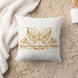 Almofada Travesseiro Decorativo Dourado 'Floresça Onde Você