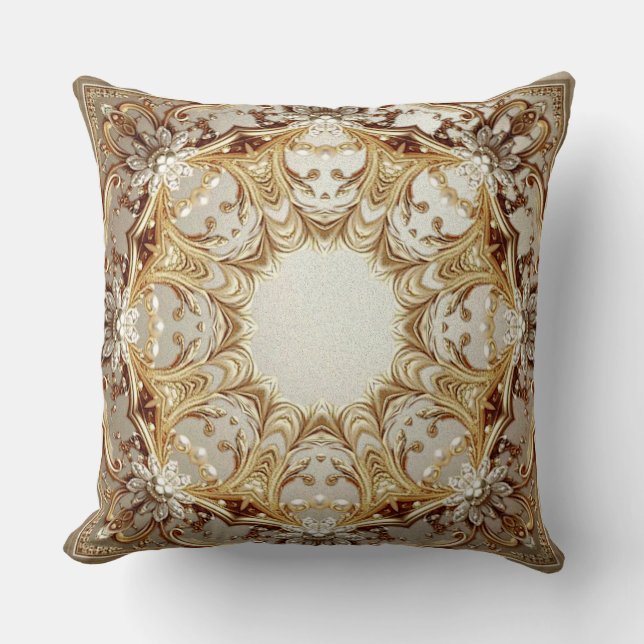 Almofada Travesseiro Decorativo Dourado Ornamentado (Frente)