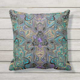 Almofada Travesseiro decorativo Dourado roxo da mandala de