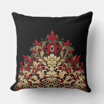 Travesseiro decorativo Dourado vermelho e preto