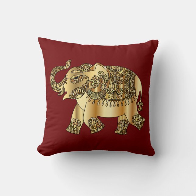 Almofada Travesseiro decorativo Elefante ouro (Frente)