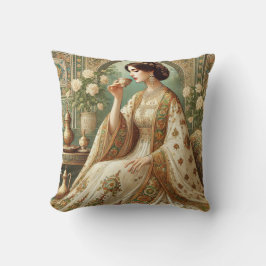 Almofada Travesseiro Decorativo Elegante com Mulher Vintage