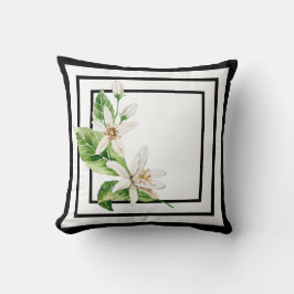 Almofada Travesseiro decorativo em preto e branco com flor