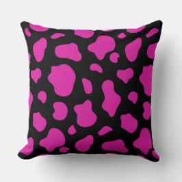 Almofada Travesseiro Decorativo Estampa de Vaca Rosa e Pret