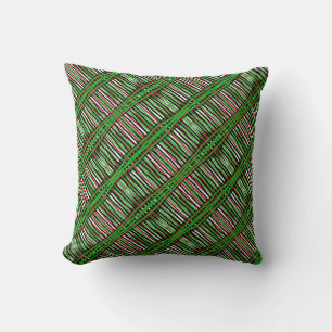 Almofada Travesseiro decorativo - faixas vermelhas/verdes/p