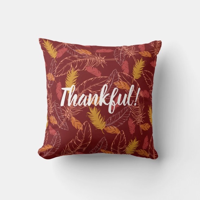Almofada Travesseiro Decorativo Fall Feathers Agradecido/Be (Frente)