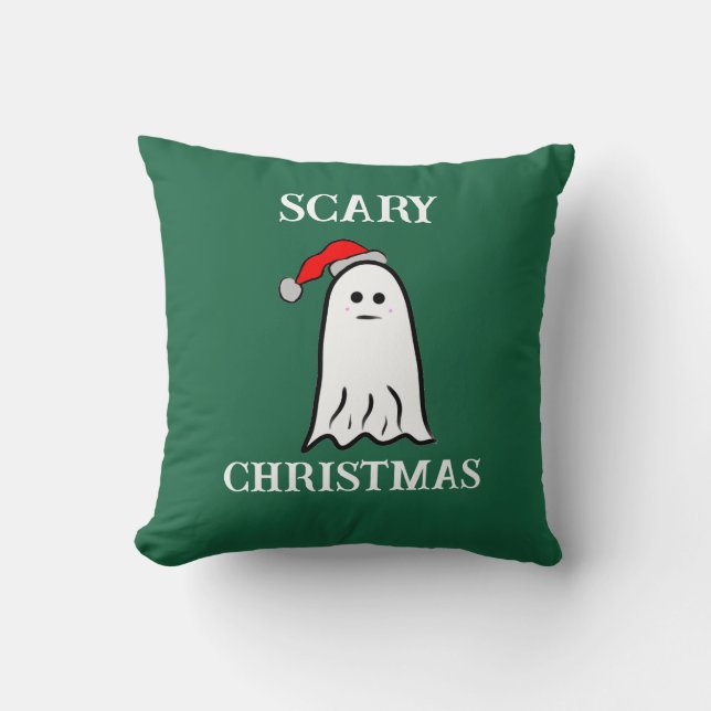 Almofada Travesseiro decorativo Fantasma de Natal Assustado (Frente)