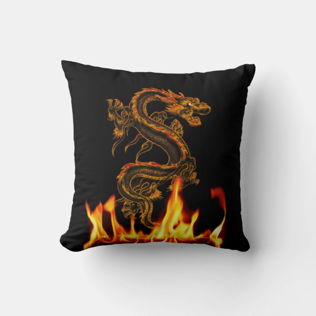 Almofada Travesseiro decorativo Fantasy Fire Dragon (Frente)
