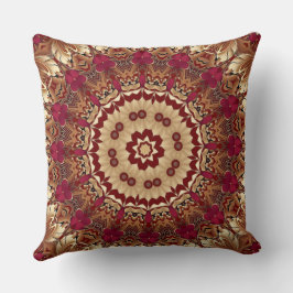 Almofada Travesseiro decorativo Feriado Floral Dourado Verm