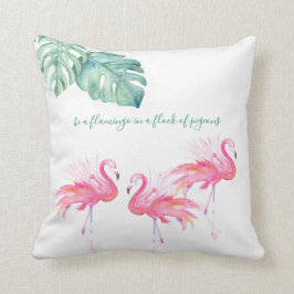 Almofada Travesseiro decorativo Flamingo, Cor-de-Água Rosa