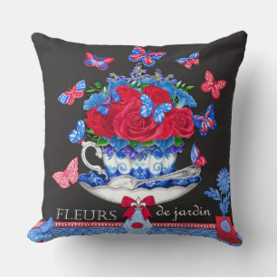 Almofada Travesseiro decorativo Fleur Porcelain Cup e Flore