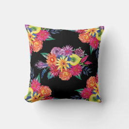 Almofada Travesseiro decorativo Flor Preto Fiesta Mexicano
