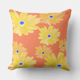 Almofada Travesseiro decorativo Floral Amarelo-Coral de Ver