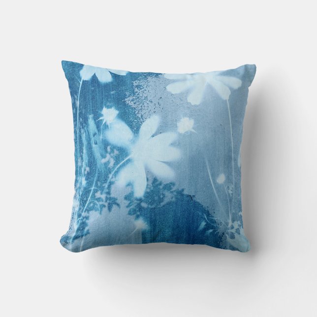 Almofada Travesseiro decorativo Floral Azul (Frente)