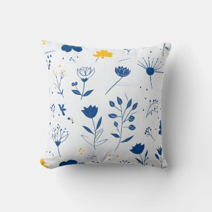 Almofada Travesseiro decorativo Floral Azul e Amarelo do Ma
