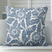 Travesseiro decorativo Floral Azul e Branco Hampto