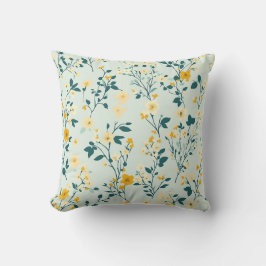 Almofada Travesseiro decorativo Floral Azul Pálido, Amarelo