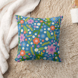 Almofada Travesseiro decorativo Floral Azul, Verde Vermelho