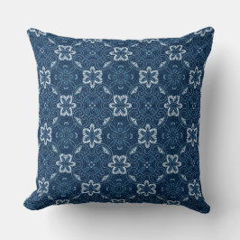 Almofada Travesseiro decorativo Floral Branco e Azul