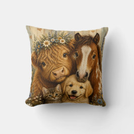 Almofada Travesseiro Decorativo Floral com Animais de Fazen