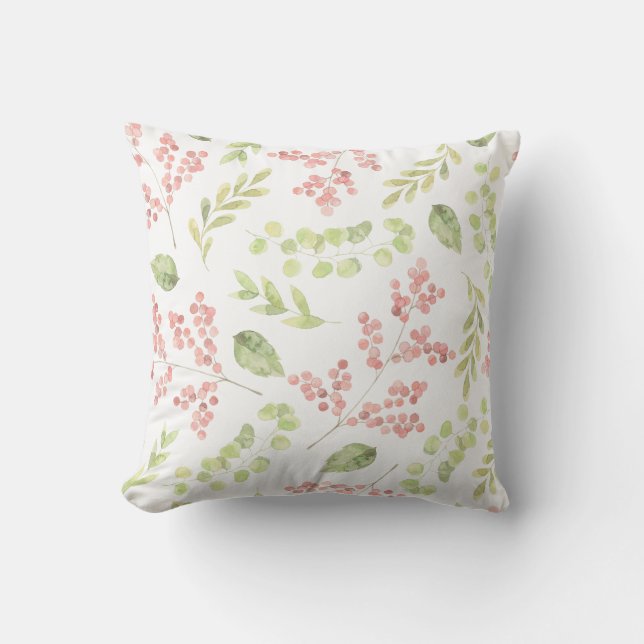 Almofada Travesseiro decorativo floral da aguarela elegante (Frente)