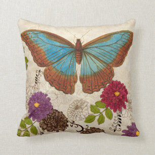 Almofada Travesseiro decorativo floral da borboleta da flor