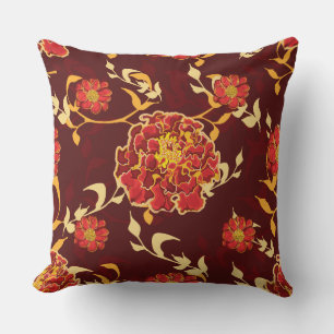 Almofada Travesseiro decorativo Floral de Laranja Vermelho