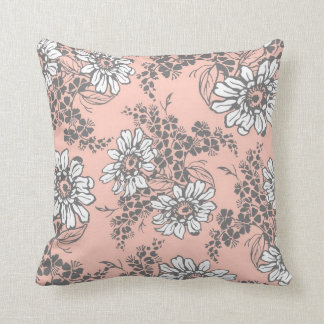 Almofada Travesseiro decorativo floral do branco cinzento