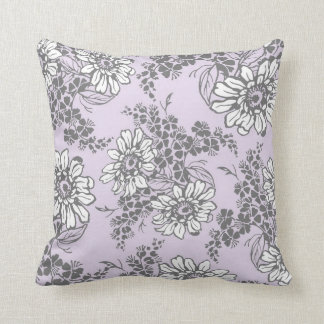 Almofada Travesseiro decorativo floral do branco cinzento