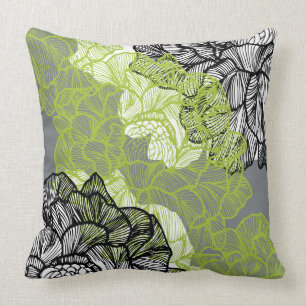 Almofada Travesseiro decorativo floral do cinza do verde do