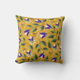 Almofada Travesseiro decorativo Floral em Amarelo e Púrpura