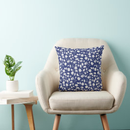 Almofada Travesseiro decorativo Floral em Marinho e Branco
