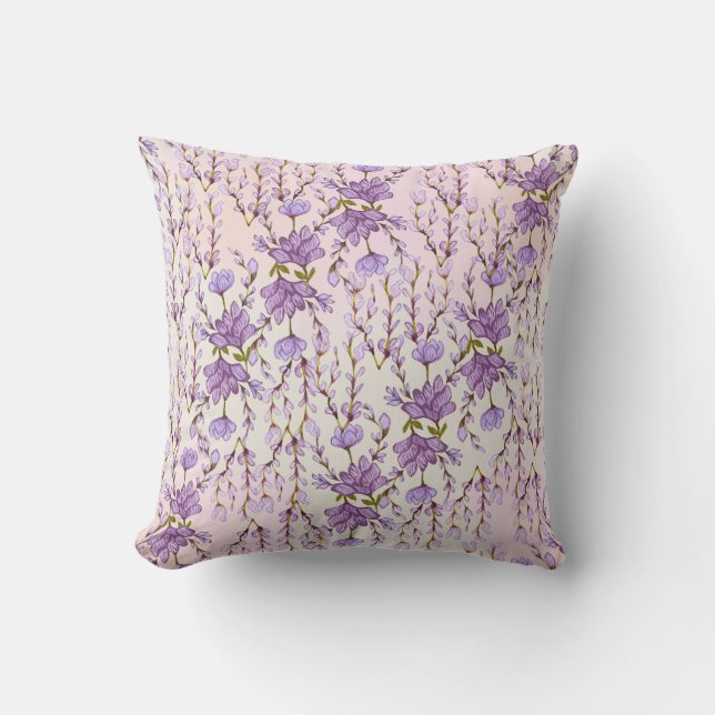 Almofada travesseiro decorativo floral lilac (Frente)
